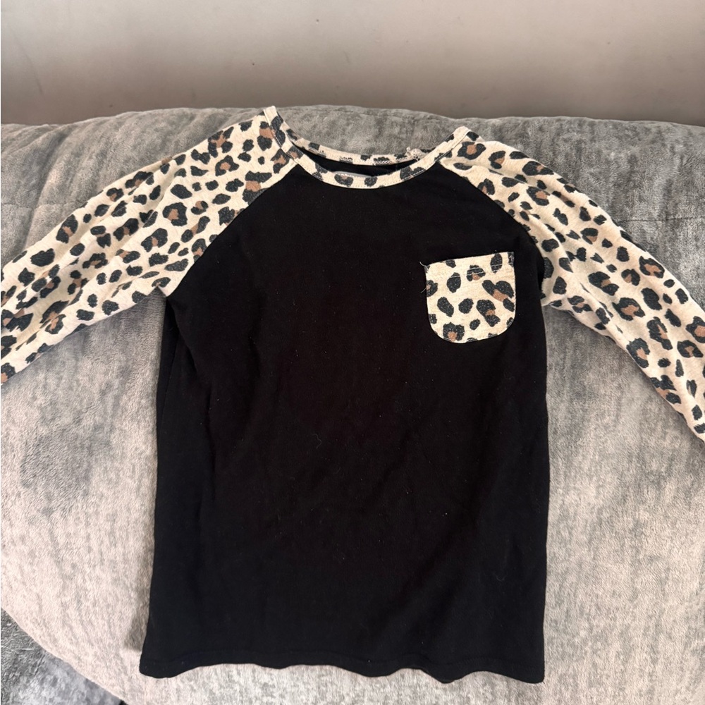 Leopard Print Kids Raglan Shirt